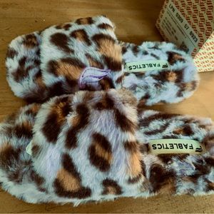 New in box, size 6 Faux fur slip on slippers by Fabletics
